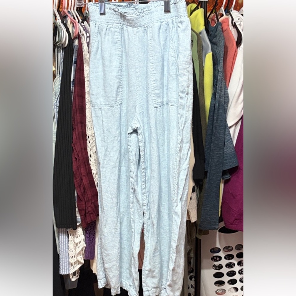 🌸 Glassons Light Blue Linen-Blend Relaxed Pants | Size 8 🌸